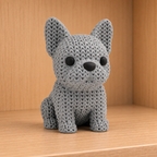 Figurine chien bouledogue français kawaii effet tricoté amigurumi 3D Tresor3D, vue principale