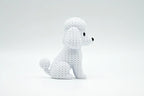 Figurine chien caniche kawaii effet tricoté, vue arrière