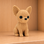Figurine chien chihuahua kawaii effet tricoté amigurumi 3D Tresor3D, vue principale