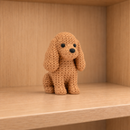 Figurine chien cocker spaniel kawaii effet tricoté, vue de face