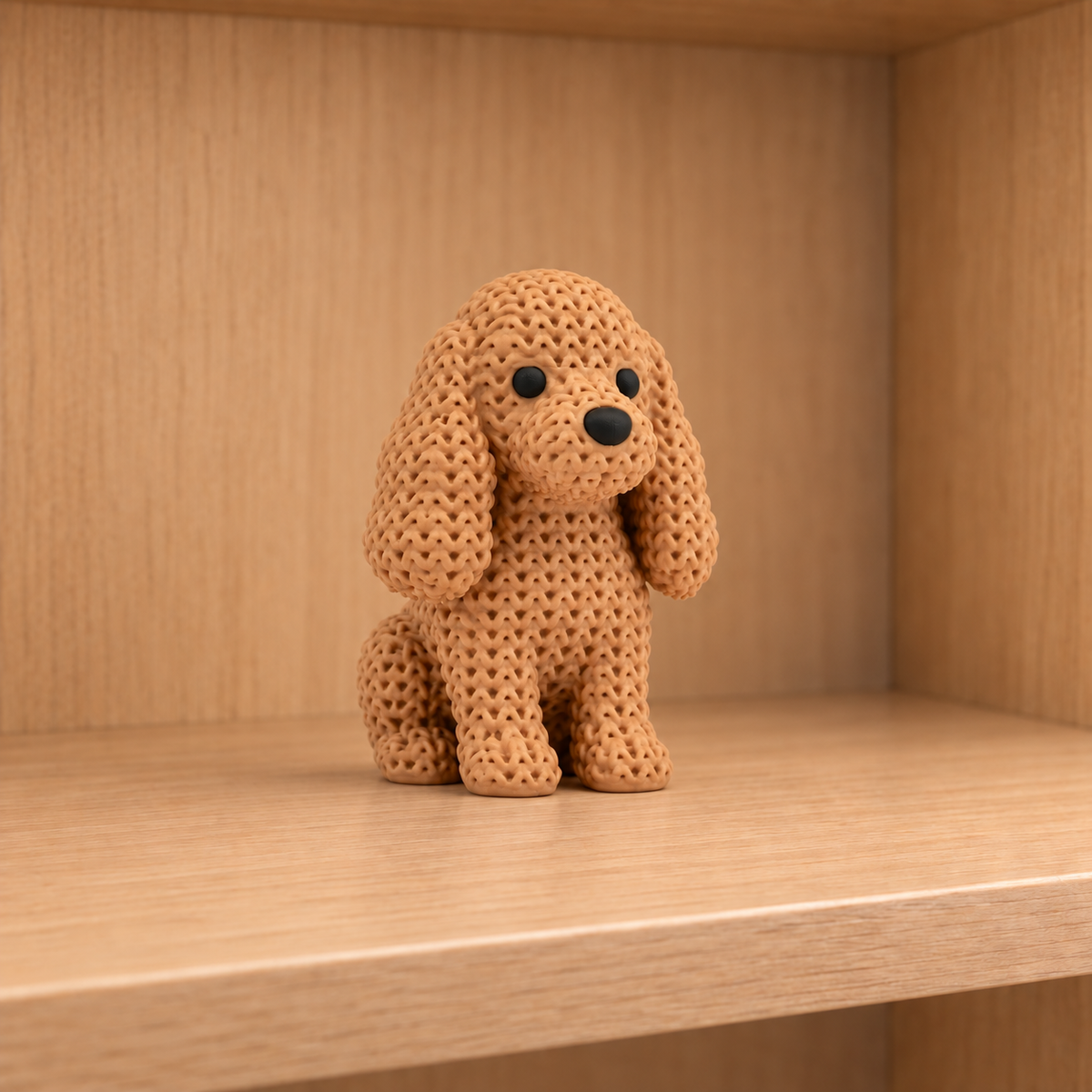 Figurine chien cocker spaniel kawaii effet tricoté, vue de face