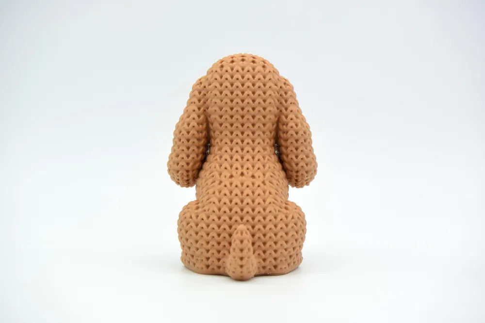 Figurine chien cocker spaniel kawaii effet tricoté, vue de profil