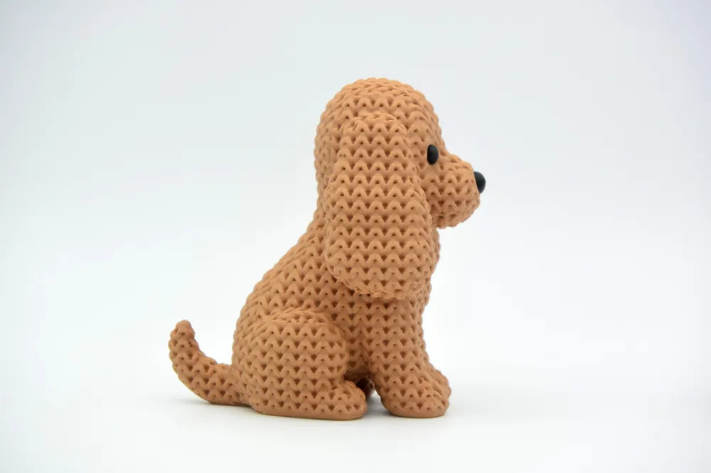 Figurine chien cocker spaniel kawaii effet tricoté, vue arrière