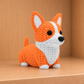 Figurine chien corgi kawaii effet tricoté amigurumi 3D Tresor3D, vue principale
