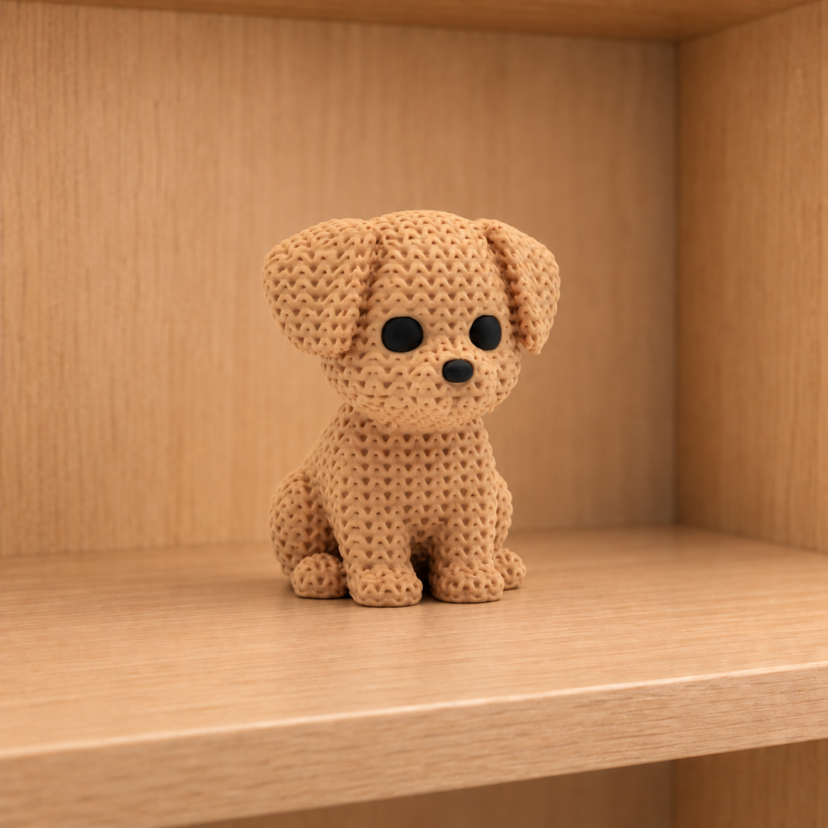 Figurine chien kawaii effet tricoté amigurumi 3D Tresor3D, vue principale
