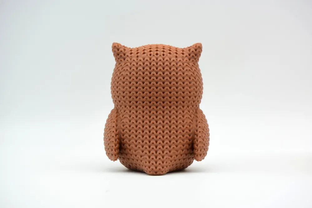 Figurine chouette kawaii effet tricoté, vue arrière