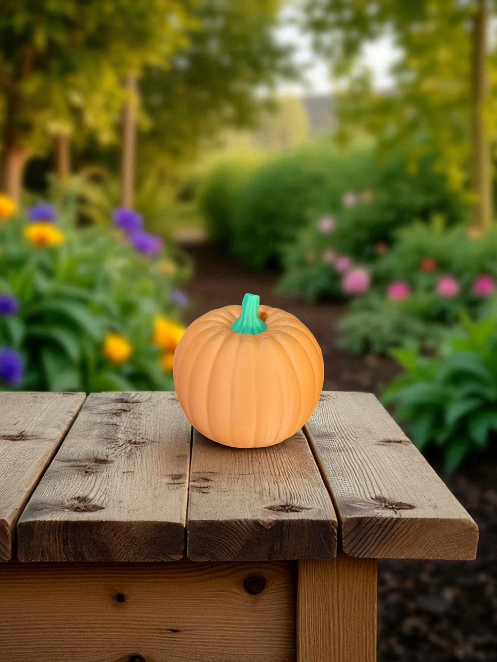 Petite citrouille décorative orange, côtes texturées, PLA biosourcé, Tresor3D