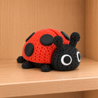 Figurine coccinelle kawaii effet tricoté amigurumi 3D Tresor3D, vue principale