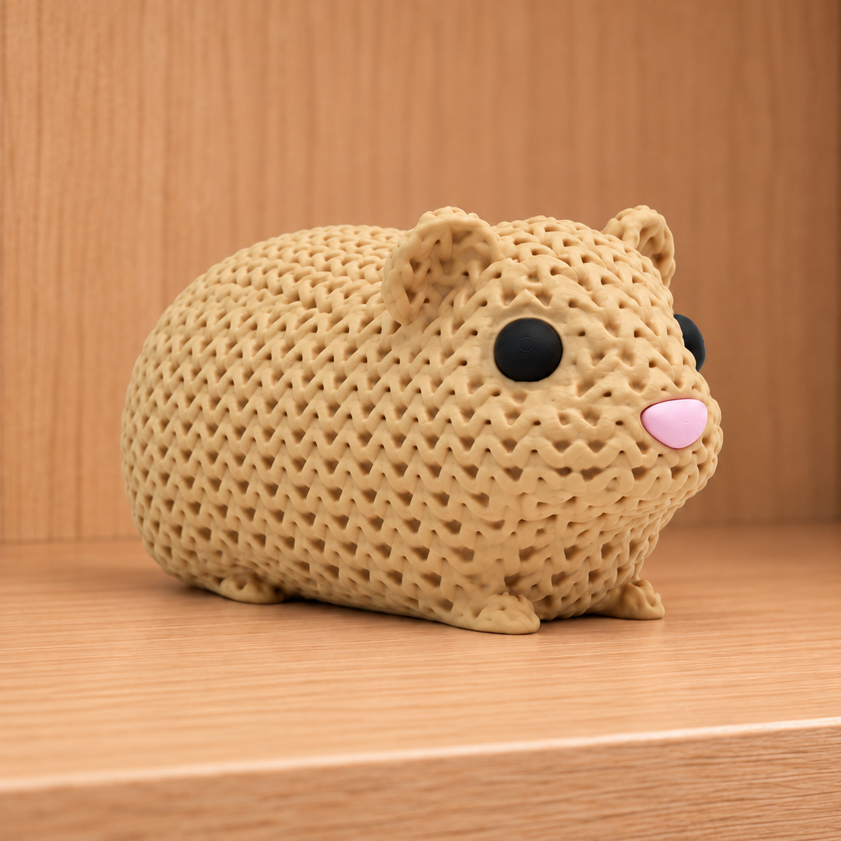 Figurine cochon d'inde kawaii effet tricoté amigurumi 3D Tresor3D, vue principale