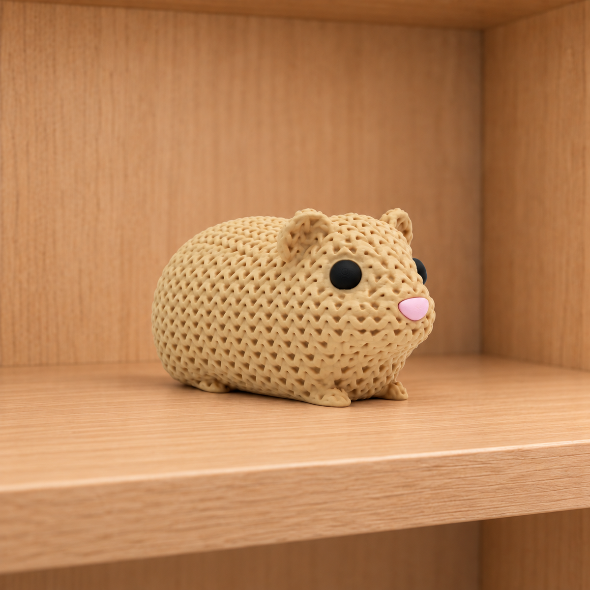 Figurine cochon d'inde kawaii effet tricoté, vue de face