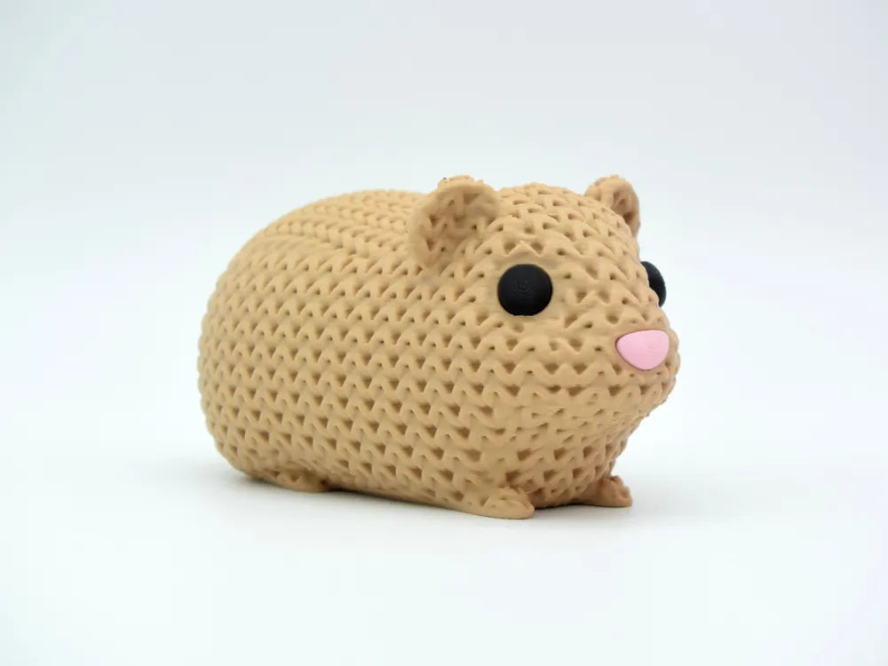 Figurine cochon d'inde kawaii effet tricoté, vue de profil