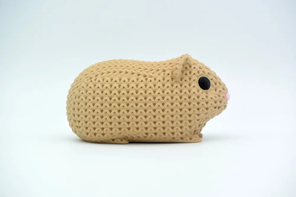 Figurine cochon d'inde kawaii effet tricoté, vue arrière