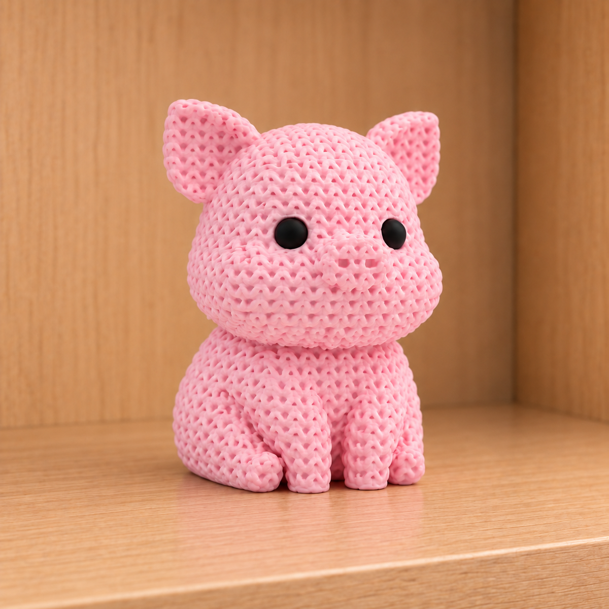 Figurine cochon kawaii effet tricoté amigurumi 3D Tresor3D, vue principale