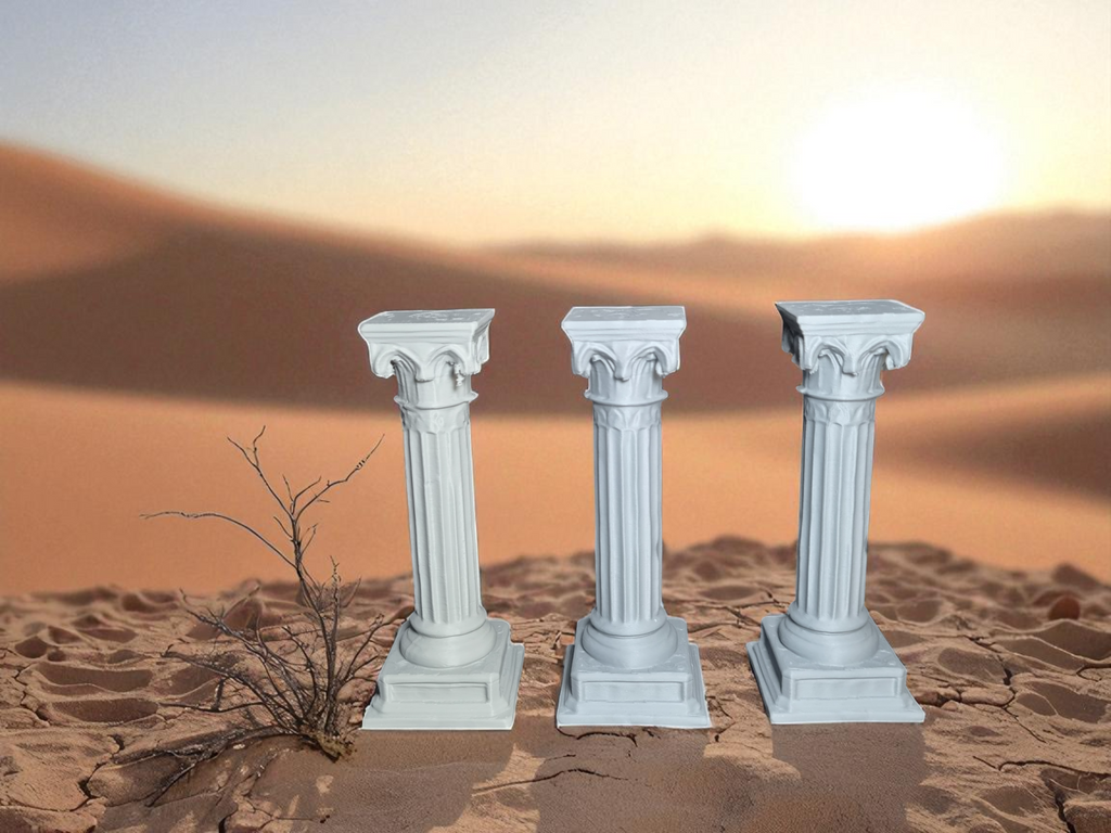 Colonnes grecques antiques en situation sur un plateau de jeu, Tresor3D