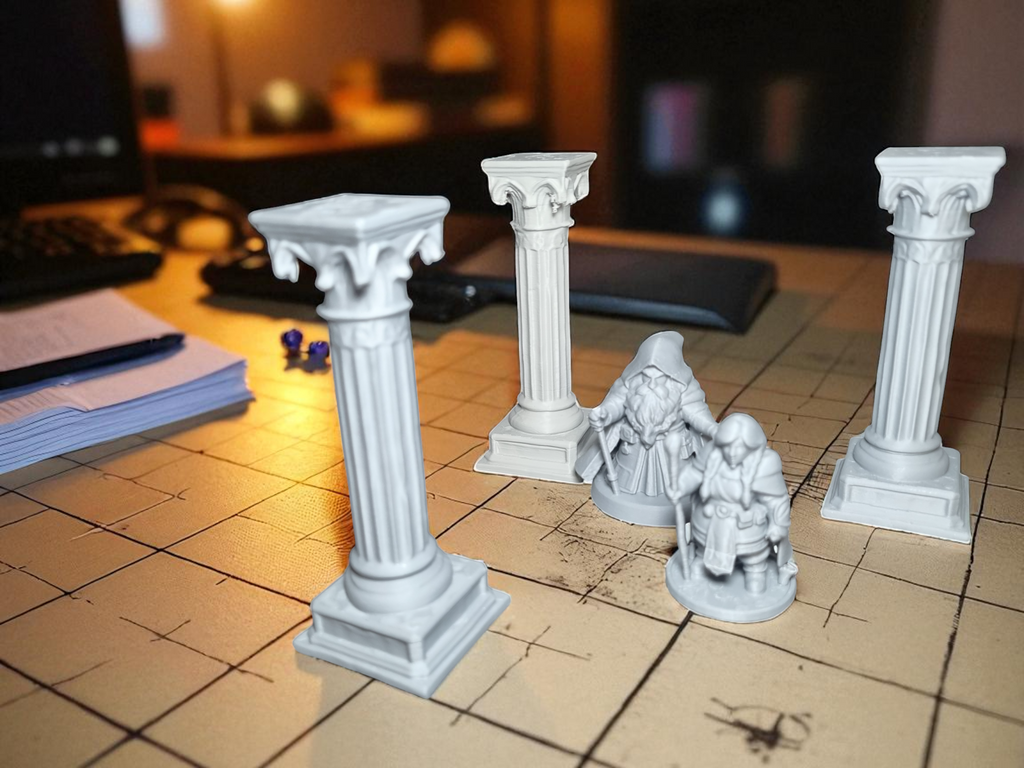 Lot de 3 colonnes grecques antiques, décor diorama et jeu de rôle, Tresor3D