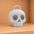 Figurine crâne d'halloween kawaii effet tricoté amigurumi 3D Tresor3D, vue principale