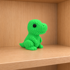 Figurine dinosaure t-rex kawaii effet tricoté, vue de face