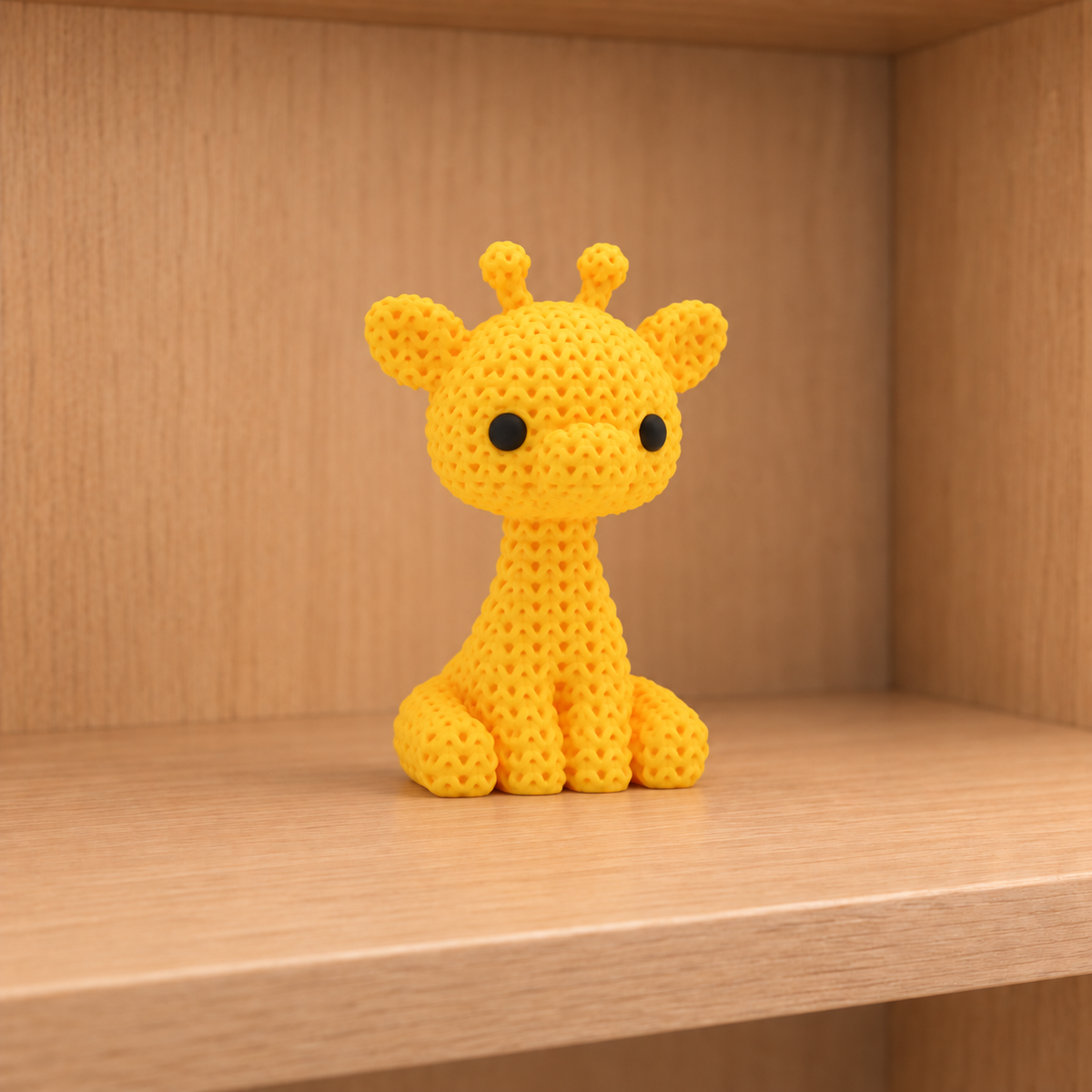 Figurine girafe kawaii effet tricoté, vue de face