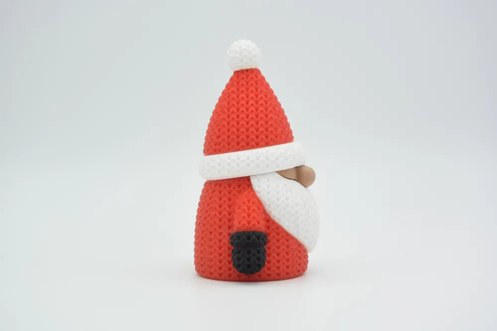 Figurine gnome de noël kawaii effet tricoté, vue arrière