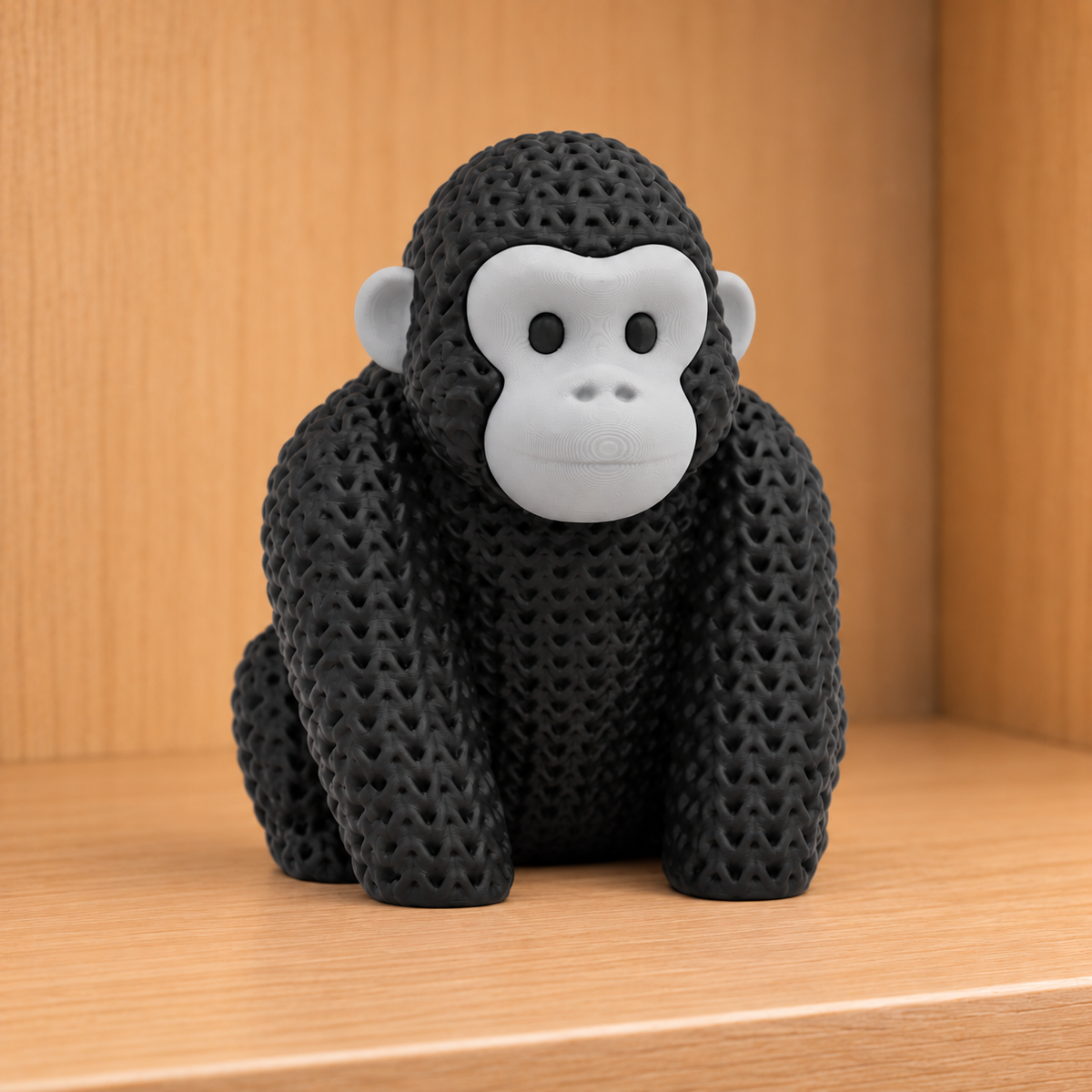 Figurine gorille kawaii effet tricoté amigurumi 3D Tresor3D, vue principale