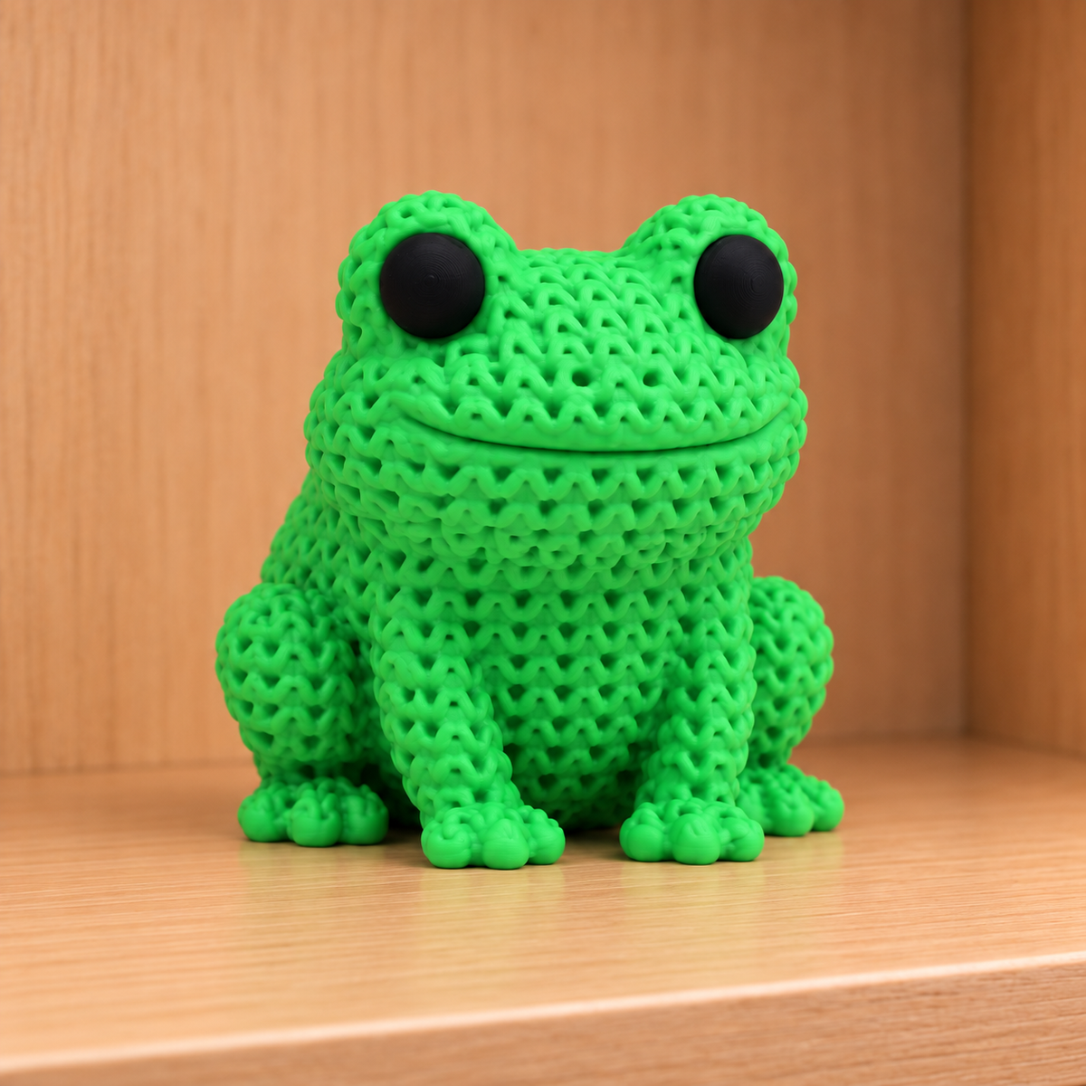 Figurine grenouille kawaii effet tricoté amigurumi 3D Tresor3D, vue principale