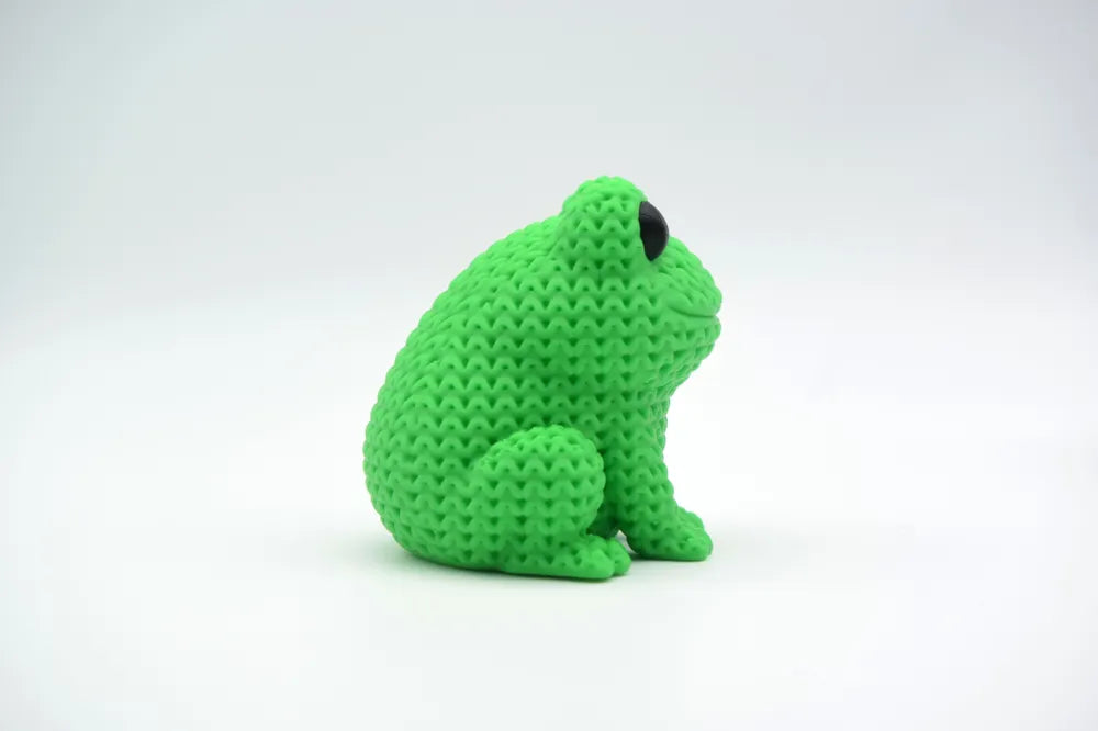 Figurine grenouille kawaii effet tricoté, vue arrière