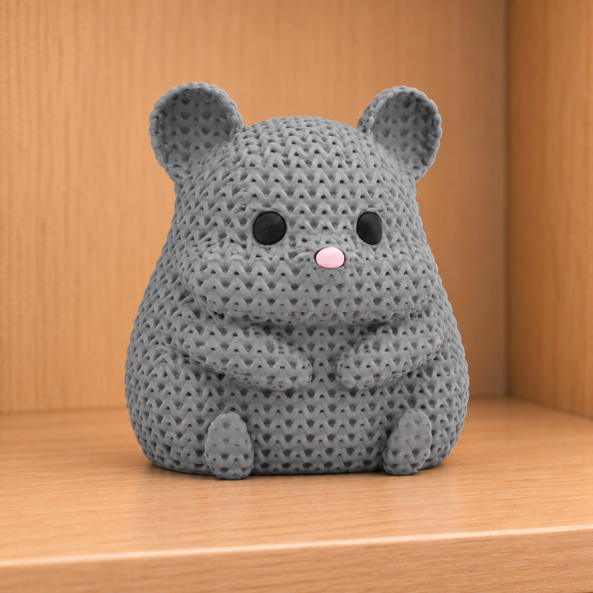 Figurine hamster kawaii effet tricoté amigurumi 3D Tresor3D, vue principale