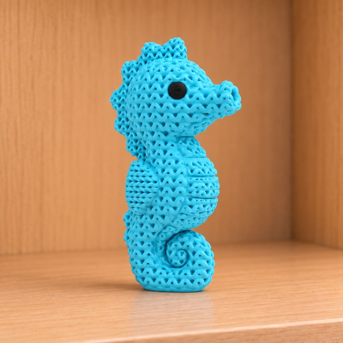 Figurine hippocampe kawaii effet tricoté amigurumi 3D Tresor3D, vue principale