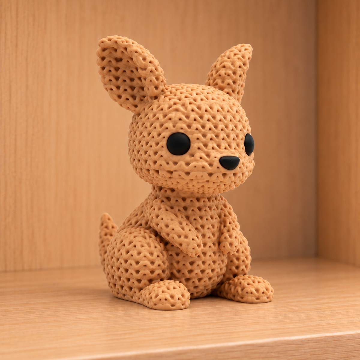 Figurine kangourou kawaii effet tricoté amigurumi 3D Tresor3D, vue principale