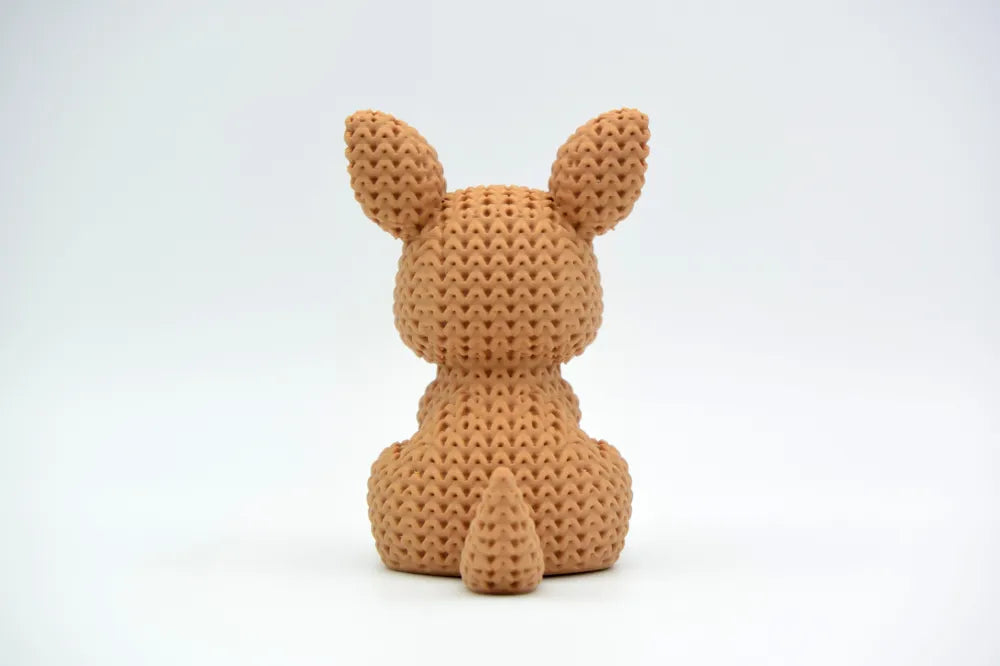 Figurine kangourou kawaii effet tricoté, vue de profil