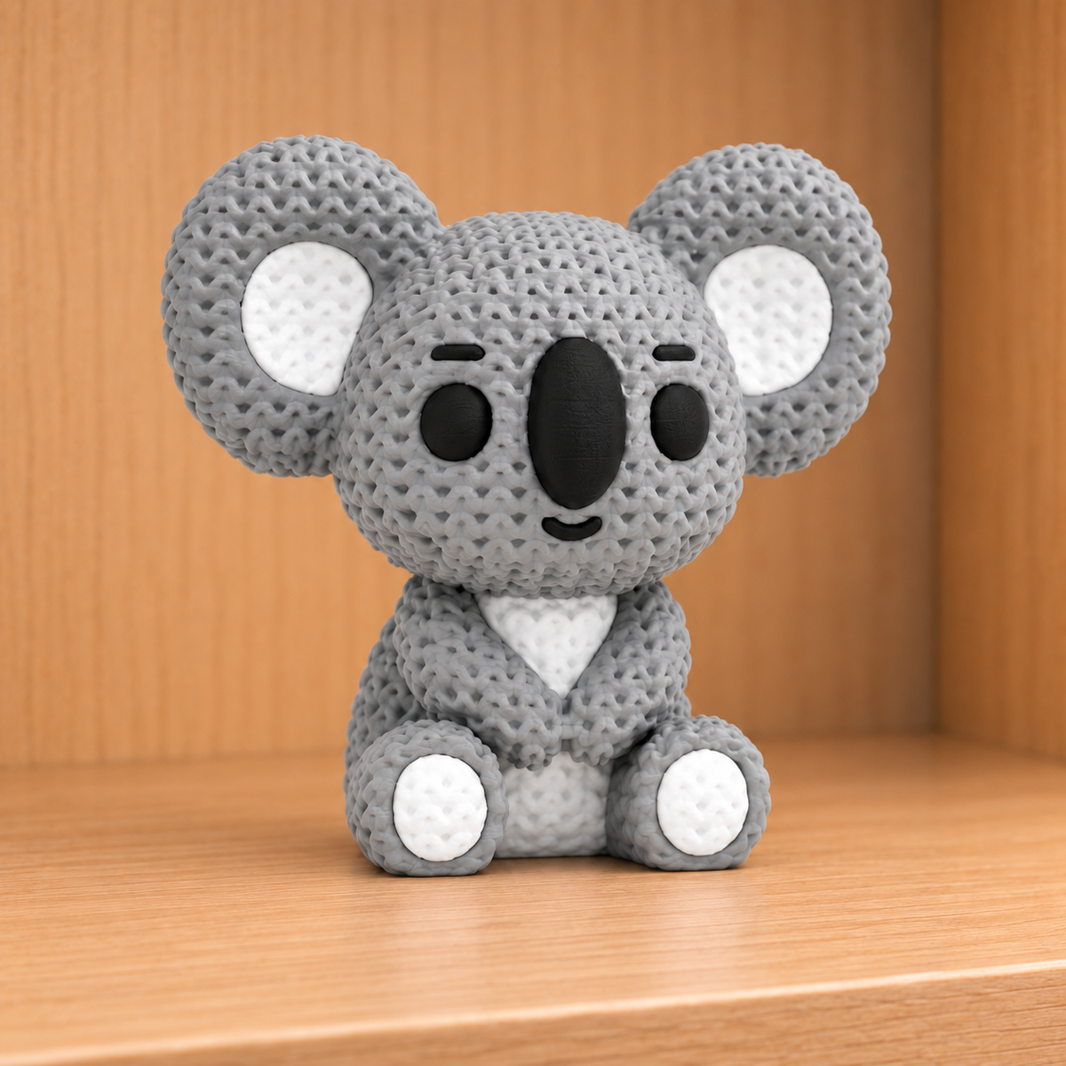 Figurine koala kawaii effet tricoté amigurumi 3D Tresor3D, vue principale