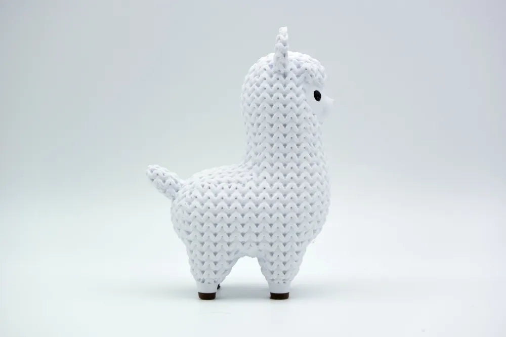 Figurine lama kawaii effet tricoté, vue de face