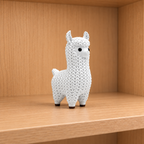 Figurine lama kawaii effet tricoté, vue de profil