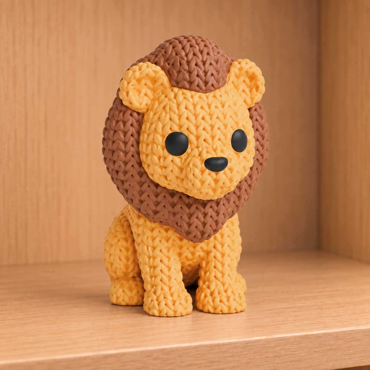 Figurine lion kawaii effet tricoté amigurumi 3D Tresor3D, vue principale
