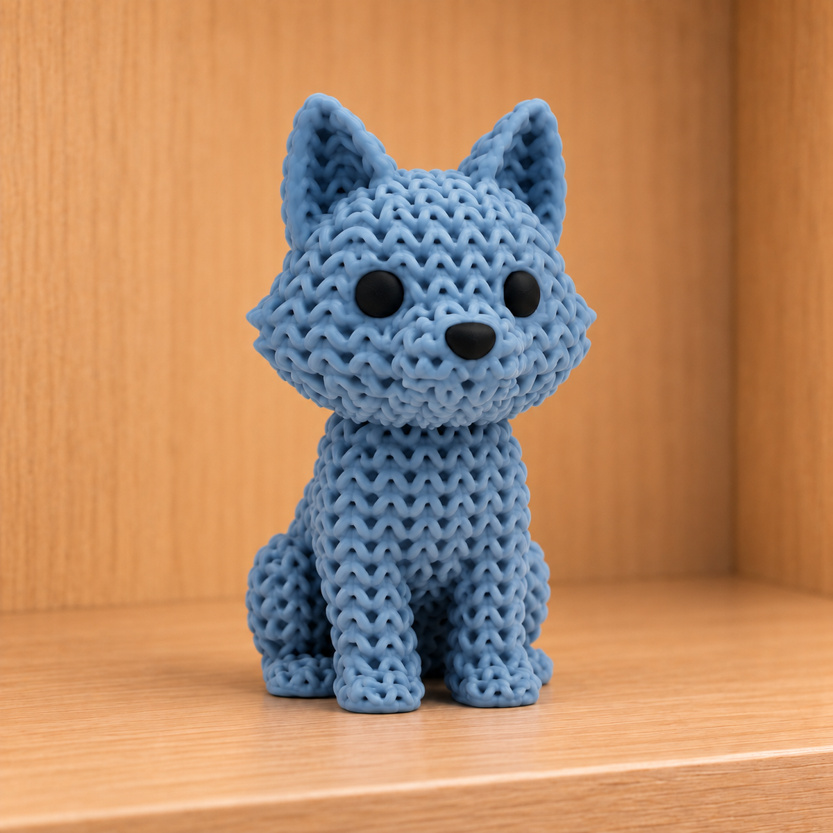 Figurine loup kawaii effet tricoté amigurumi 3D Tresor3D, vue principale