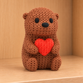 Figurine loutre au cœur kawaii effet tricoté amigurumi 3D Tresor3D, vue principale