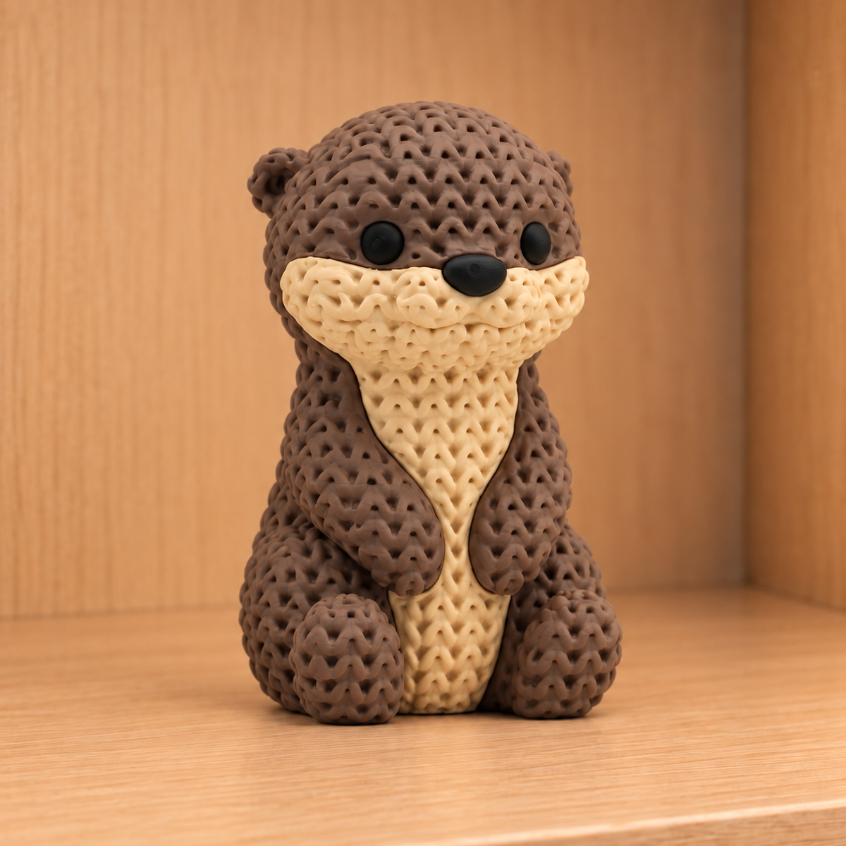 Figurine loutre kawaii effet tricoté amigurumi 3D Tresor3D, vue principale