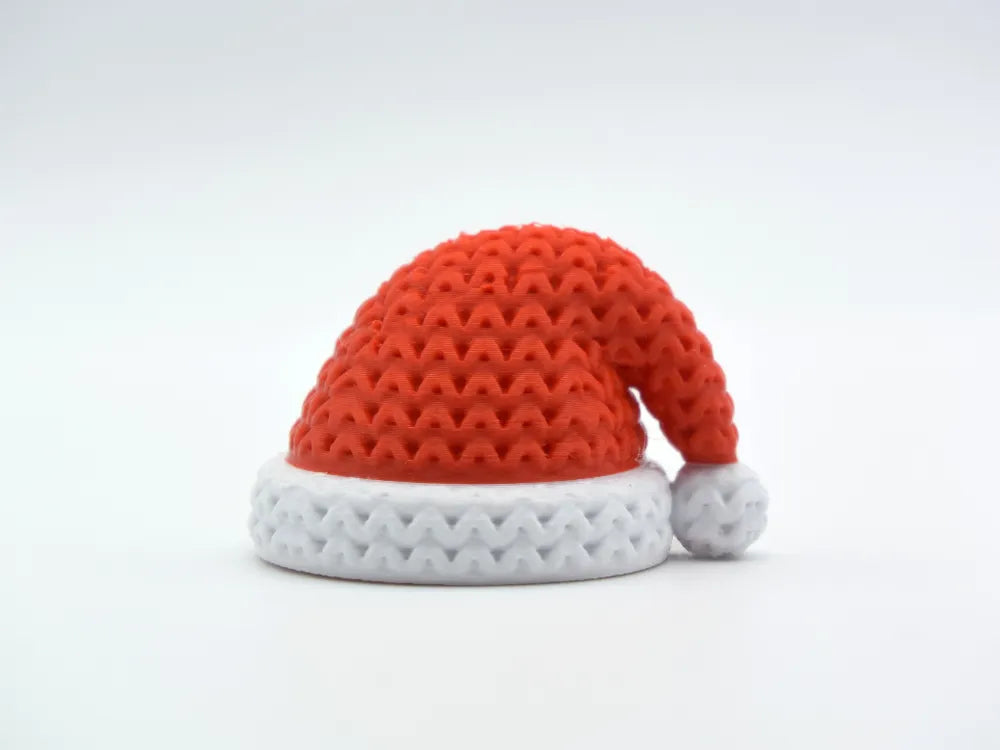 Figurine mini bonnet de noël kawaii effet tricoté, vue arrière