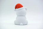 Figurine ours polaire avec bonnet de noël kawaii effet tricoté, vue arrière