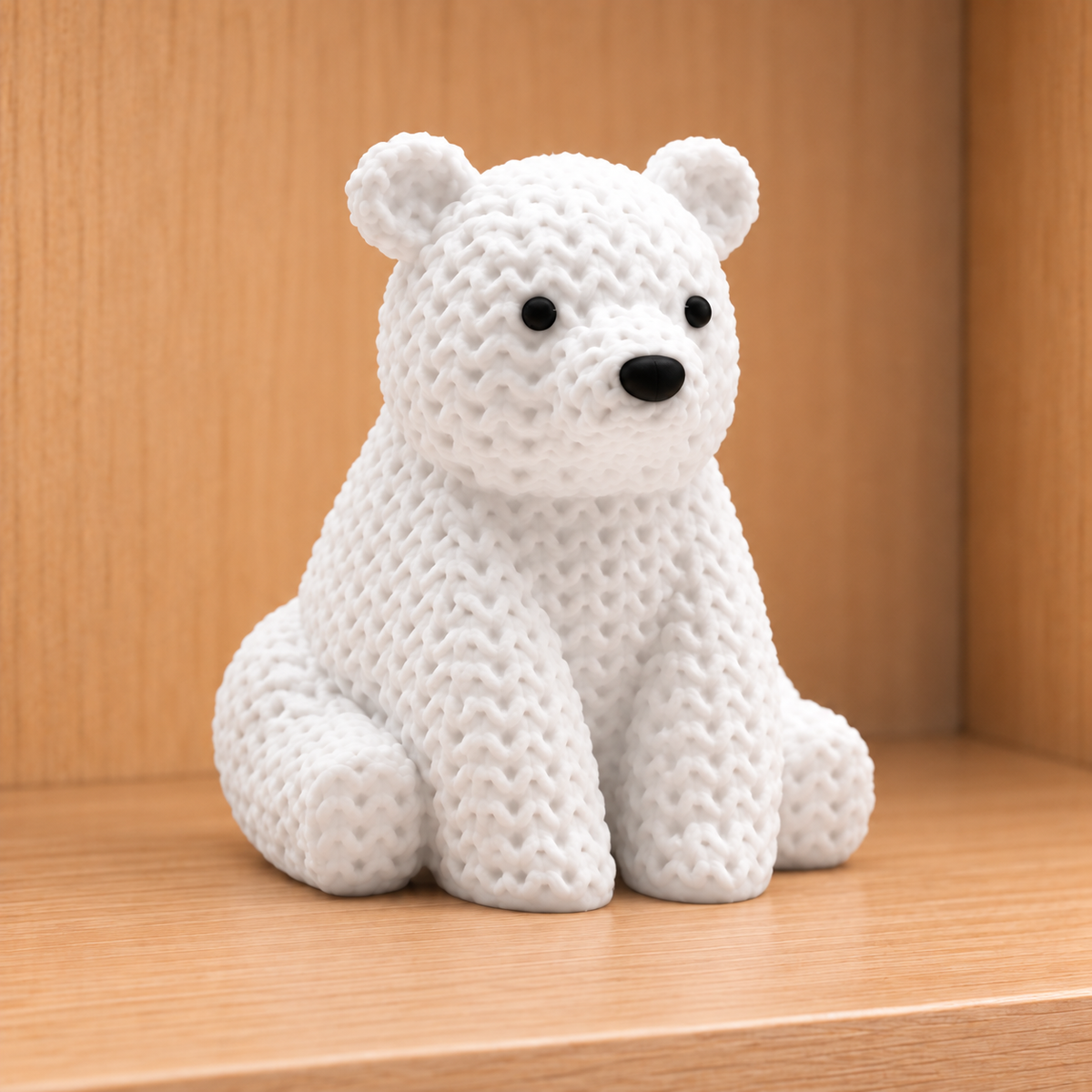 Figurine ourson polaire kawaii effet tricoté amigurumi 3D Tresor3D, vue principale