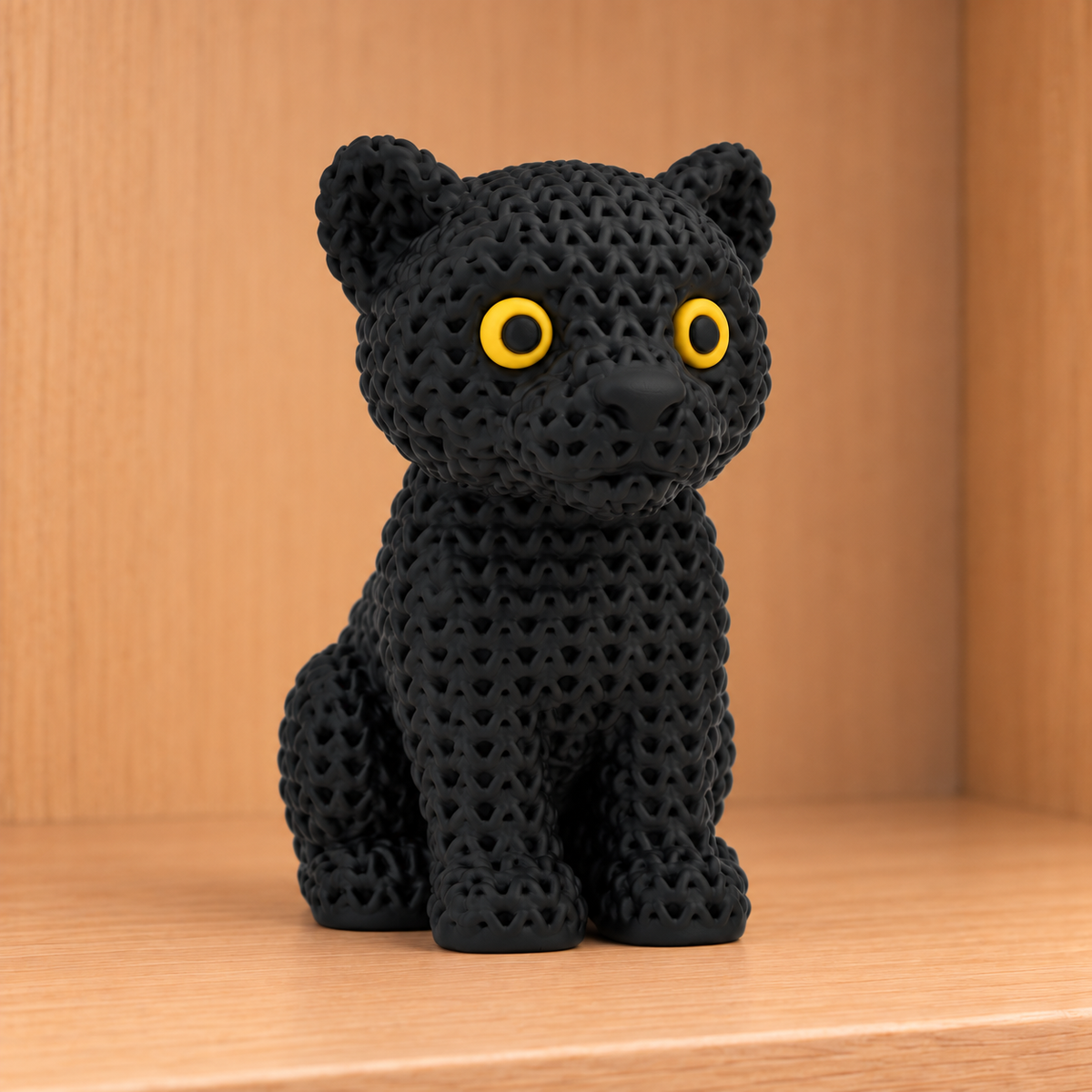 Figurine panthère kawaii effet tricoté amigurumi 3D Tresor3D, vue principale