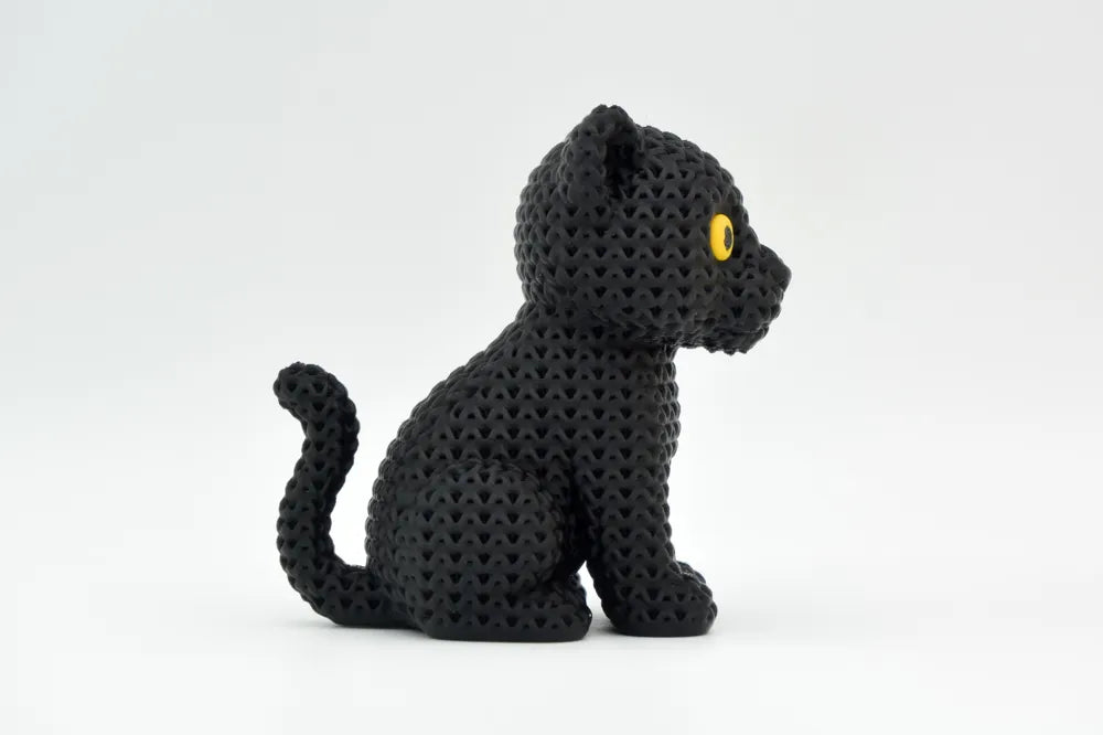 Figurine panthère kawaii effet tricoté, vue arrière