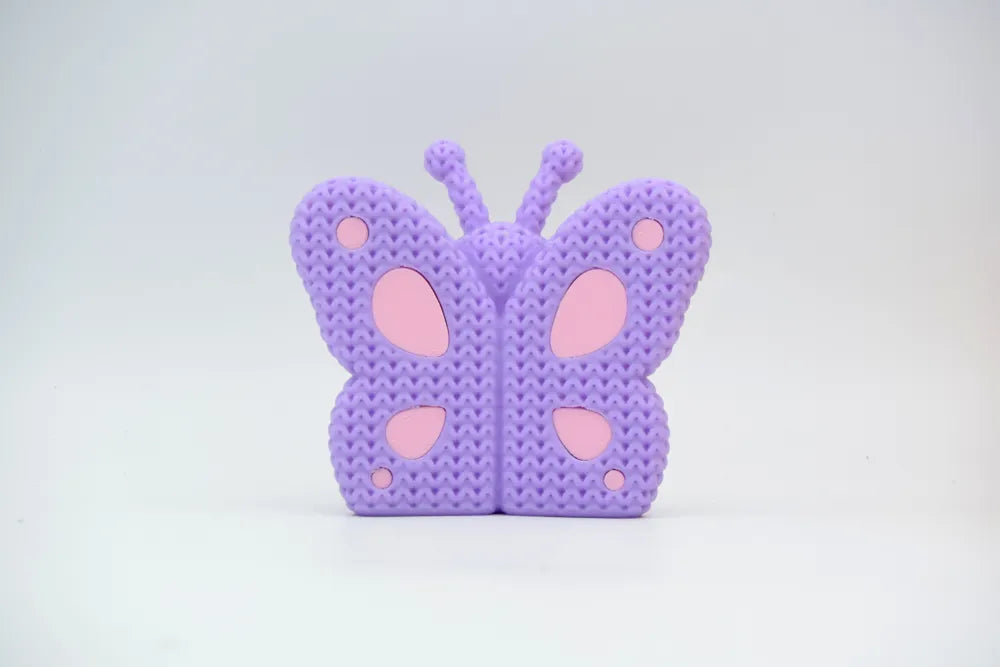 Figurine papillon kawaii effet tricoté, vue de face