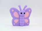 Figurine papillon kawaii effet tricoté, vue de profil