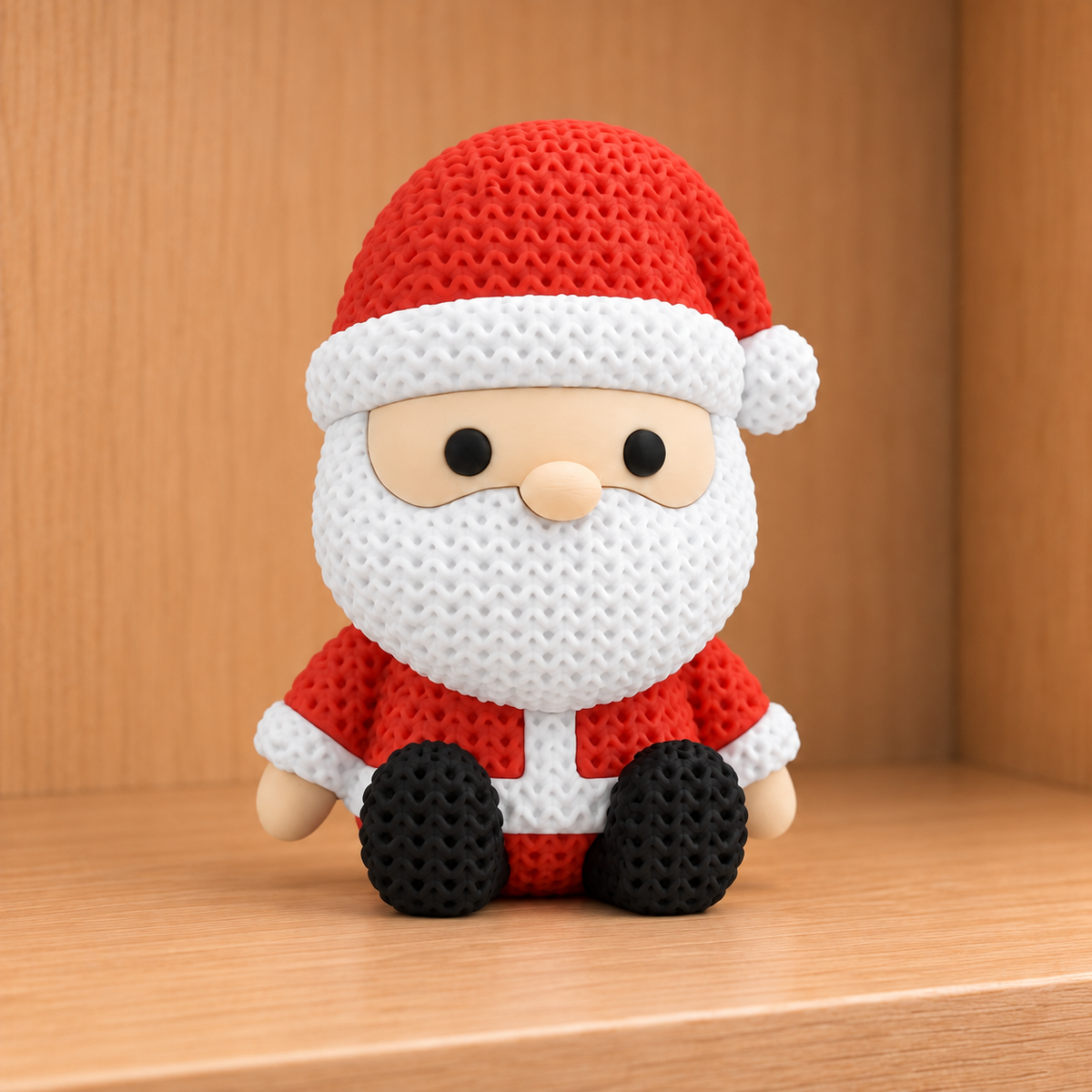 Figurine père noël kawaii effet tricoté amigurumi 3D Tresor3D, vue principale