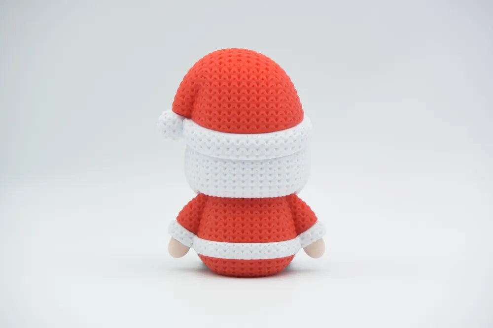 Figurine père noël kawaii effet tricoté, vue de face
