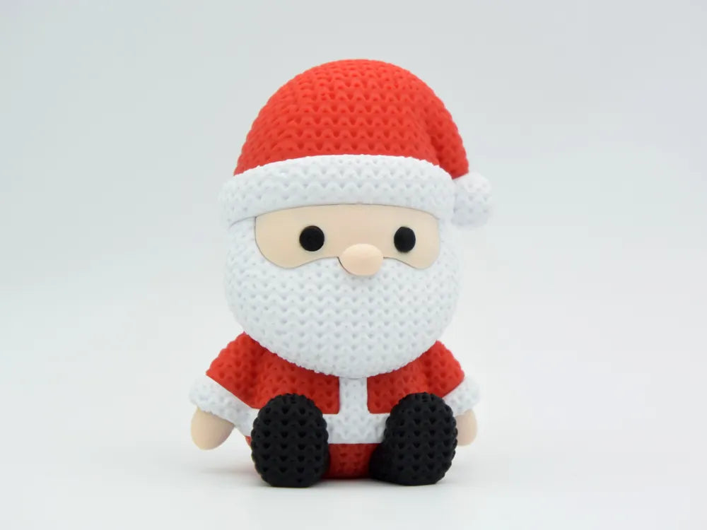 Figurine père noël kawaii effet tricoté, vue de profil