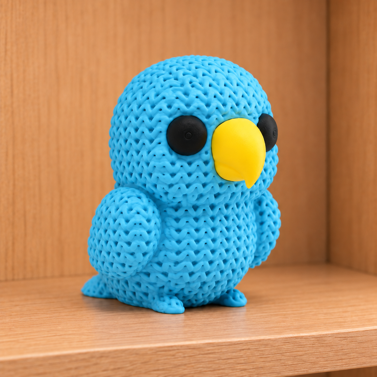 Figurine perroquet kawaii effet tricoté amigurumi 3D Tresor3D, vue principale