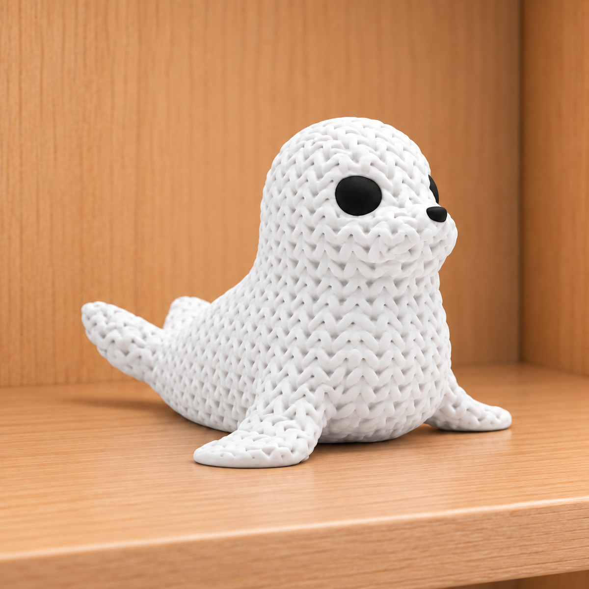 Figurine phoque kawaii effet tricoté amigurumi 3D Tresor3D, vue principale
