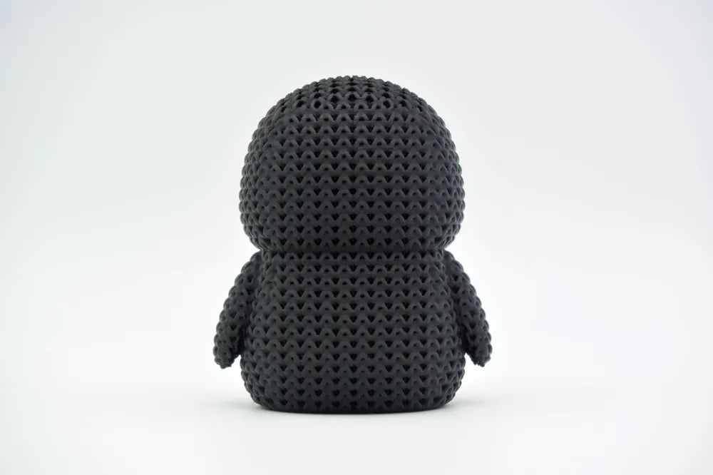 Figurine pingouin kawaii effet tricoté, vue arrière